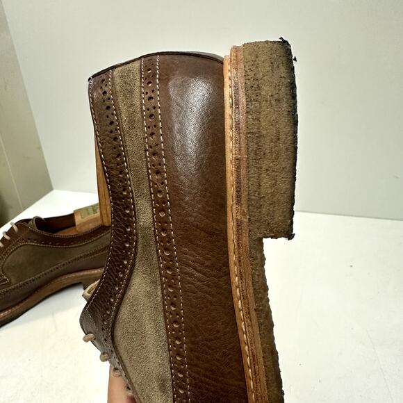 VGUC Brunello Cucinelli Leather Suede Wingtip Crepe Made in Italy EU 44 US 11 D